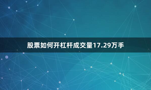 股票如何开杠杆成交量17.29万手